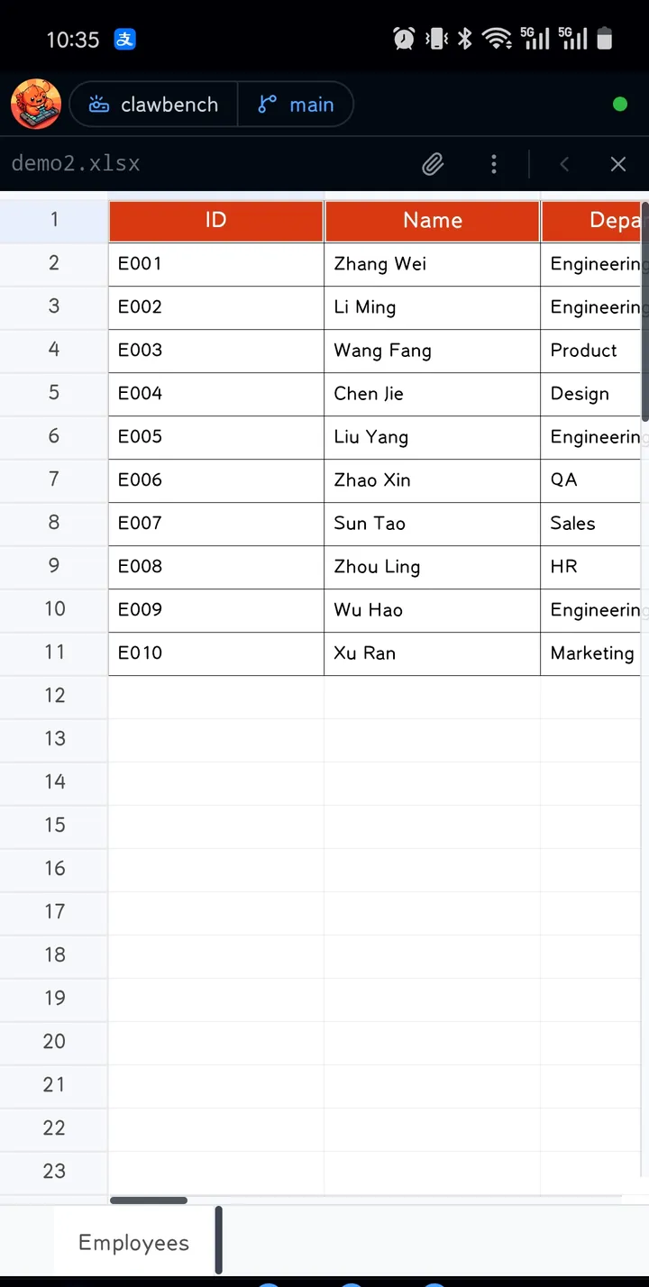 Excel 预览